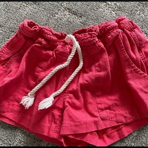 Pink Roxy brand linen shorts